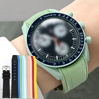 Correa de Reloj de Repuesto de Goma Curva con Hebilla de Metal para Omega X Swatch Speedmaster 20mm, Correas de Reloj de Silicona de Lujo