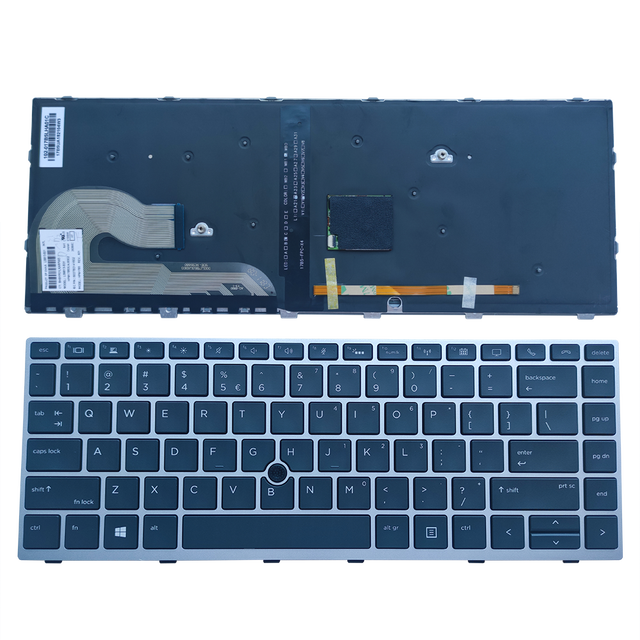 US Backlit Laptop Keyboard for HP EliteBook 840 G5 840 G6 846 G5 745 G5 ZBook 14u G5 L09813-B31 Keyboard with Silver Frame