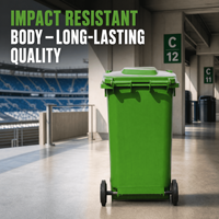 Conteneur à déchets 240L personnalisable pour jardin extérieur, en plastique HDPE épaissi, anti-corrosion, anti-poussière, avec couvercle hermétique facile à nettoyer et frein.