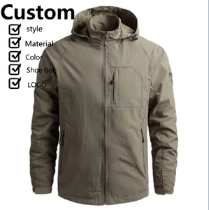 Chaqueta bomber ligera para hombre, impermeable, cortavientos informal de otoño, acolchada, con cremallera completa, a prueba de viento, ropa de trabajo con capucha - Product Image 6