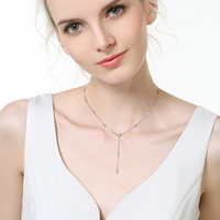 Ronde Moissanite Diamant Lange Ketting 100% Zilver 925 Ketting Y-vormige Ketting Charme Sieraden Valentijnsdag Cadeau voor Vrouw