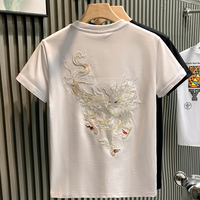 T-shirt pour homme personnalisé de haute qualité, broderie de logo, vêtements pour homme, décontracté, manches courtes, coton lourd, t-shirt brodé pour homme, blanc