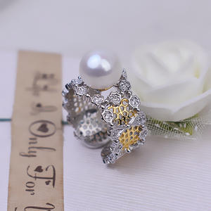 ตัวเรือนแหวนเงินแท้ S925 สไตล์ยุโรปอเมริกันแบบเปิด ดีไซน์หรูหราแบบพระราชวัง สำหรับใส่ไข่มุกขนาด 7-8 มม. แบบ DIY - Product Image 4