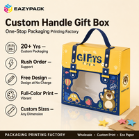 Boîtes cadeaux pliables EAZYPACK avec couvercle et plateau, vente en gros, personnalisées, motif dessin animé pour enfants, avec fenêtre et poignée, pour bonbons et jouets de fête d'anniversaire