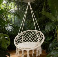 Fauteuil hamac en macramé moderne et portable en tissu doux avec petit coussin de dossier, capacité 120 kg, mobilier d'extérieur