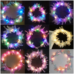 Nicro Nouveau Design <span class=keywords><strong>Guirlande</strong></span> de Cheveux <span class=keywords><strong>Lumineuse</strong></span> à Plumes LED pour Enfants, Accessoire de Coiffure Lumineux pour Filles, Fournitures de Fête Néon - Product Image 6