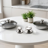 Poignée ergonomique en acier inoxydable pour couvercle de casserole et bouton de cuisine universel - Écologique, compatible four, taille personnalisable