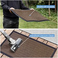 Paillasson gris noir à rayures côtelées avec support en caoutchouc pour un usage commercial domestique, paillasson antidérapant en polyester