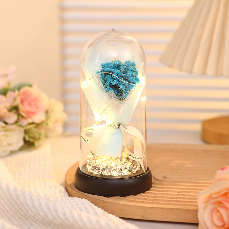 Dried blue baby's breath + pink box
