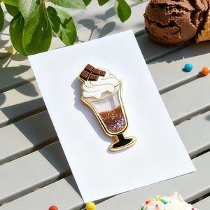 Épingles en émail à paillettes de haute qualité, vente en gros, <span class=keywords><strong>liquide</strong></span>, cadeau, décoration de boissons, broche, chocolat personnalisé, shake, sable mouvant, épingles à revers - Product Image 6