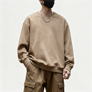 TKAN416 sweat homme personnalisé surdimensionné poids lourd éponge français avec impression motif solide automne décontracté sweat à col rond - Product Image 3