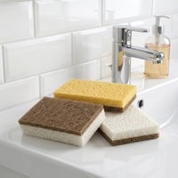 Éponge de cuisine double face en fibre de coco et cellulose de bois, biodégradable, avec option de boîte de vente au détail personnalisée
