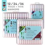 Voyage étui de transport 12 couleurs permanent double ciseau et marqueur fin