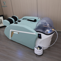 Lit de lavage capillaire professionnel pour salon, avec massage par coussin d'air, intégrant lavabo et fonction spa japonais pour la tête