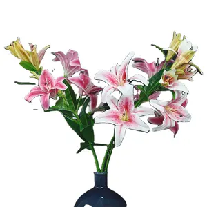ธุรกิจขายส่งตกแต่งดอกไม้ Lillies ประดิษฐ์ดอกไม้ผนังสันติภาพ Lily Plant Lily ดอกไม้