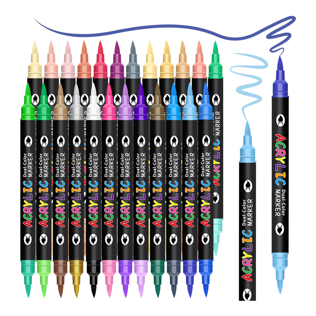 48色デュアルチップアクリルペイントマーカーペン24本セット