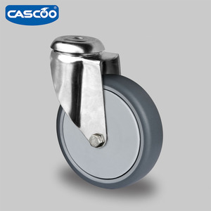 CASCOO 4 pouces verrouillage total trou <span class=keywords><strong>de</strong></span> boulon TPR roulettes en acier inoxydable cuisine <span class=keywords><strong>Transport</strong></span> conteneur <span class=keywords><strong>roulette</strong></span> - Product Image 6