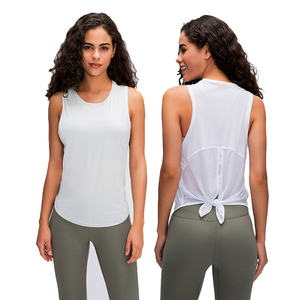Camisetas Sin Mangas para mujer, chaleco holgado de secado rápido, ropa deportiva, camiseta Sin Mangas con lazo en <span class=keywords><strong>la</strong></span> espalda para Fitness - Product Image 5