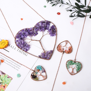 Atrapasueños de Cristal con Piedras Naturales Curativas, Árbol de la Vida, Atrapasueños con Cristal en Forma de Corazón para Decoración, Venta al Por Mayor - Product Image 4