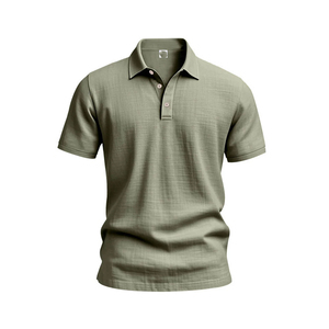 Polo en tissu respirant pour homme, manches courtes, couleur unie, coupe classique, col boutonné, vêtement décontracté pour tous les jours - Product Image 1