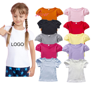 Ropa de bebé niña, ropa de Boutique para niños, camisetas de manga abullonada en blanco para niñas, camisetas de manga corta con <span class=keywords><strong>volantes</strong></span> blancos para niños y niñas - Product Image 5