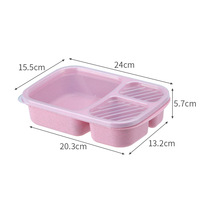 Boîte à lunch bento en plastique à 3 compartiments, compatible micro-ondes et lave-vaisselle, en paille de blé, pour la préparation des repas et le stockage des aliments, emballage alimentaire