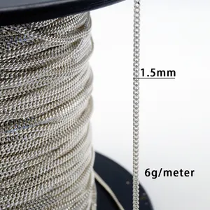factory wholesale per gram by meter chain roll 925 sterling silver cuban chain necklace in bulk for jewelry making