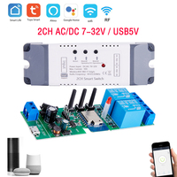 2CH Wifi Röle Akıllı Kablosuz Anahtar Modülü 7-32V 85-250V 220V 110V 2200W RF433 2 Kanal Alıcı Tuya Kontrol Çalışmaları Alexa