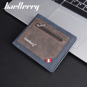 Baellerry <b>Men's</b> Short <b>Wallet</b> Bi-fold Soft Leather Zipper Pocket Everyday Use - Product Image 1