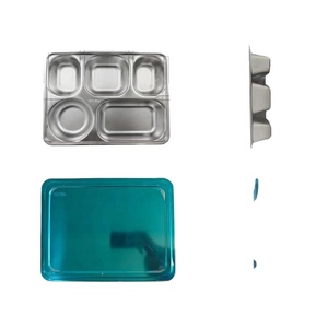 Plaque indonésienne en acier inoxydable 304, boîte à lunch indonésienne avec couvercle pour <span class=keywords><strong>cantine</strong></span>, grande boîte à lunch approfondie à cinq sections - Product Image 1