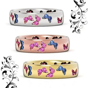 Anelli a Farfalla H116 con Zirconia Cubica Creata in Laboratorio, Gioielli Unisex alla Moda - Product Image 1