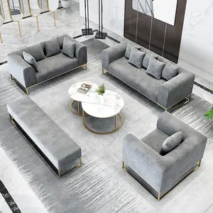 2021 High end Nordic luxury modern comfortable sofa set metal frame living room sofas