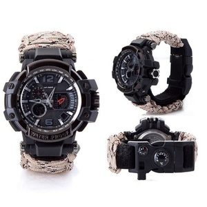 Montre de survie en plein air, bracelet, équipement d'urgence pour le camping et la randonnée, multifonctionnelle, étanche, tactique, en paracorde - Product Image 5