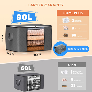 Bolsas de Almacenamiento Grandes de 90 L, Contenedores de Almacenamiento de Ropa, Organizadores de Armario Plegables, Contenedores de Almacenamiento con Asa Reforzada - Product Image 4