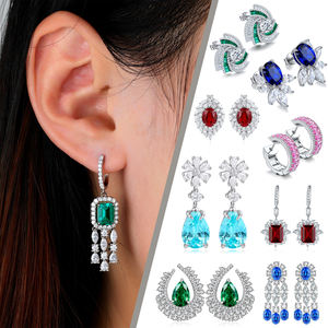 Precio de fábrica, joyería de moda de piedras preciosas cultivadas <span class=keywords><strong>en</strong></span> laboratorio para mujer, Esmeralda, zafiro, rubí, compromiso, anillos de boda, fiestas, aniversarios - Product Image 4