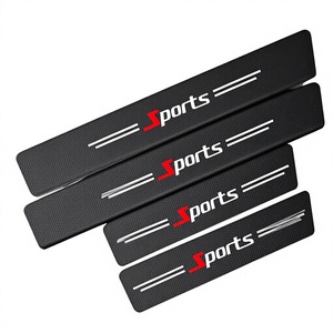 4 protectores de umbral de puerta de coche de cuero, placa antirrayas, cubierta con logo/emblema, protectores de umbral de puerta de coche ODKO - Product Image 3