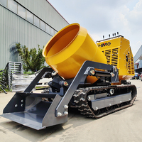 Mini Bétonnière sur Chenilles Pratique et Économique, Camion Malaxeur à Béton Autocargant sur Chenilles avec Contrôle Facile