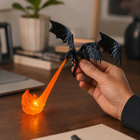 Veilleuse Flamme de Dragon Volant pour Décoration d'Étagère de Chambre, Jouet Lumineux Imprimé en 3D pour Fans de Fantaisie