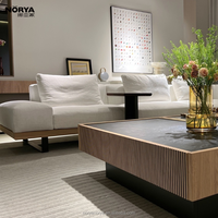 NORYA Canapé en tissu blanc luxueux et grand, en forme de L, avec structure en bois massif, confortable, convertible en lit, pour salon, meubles en bois