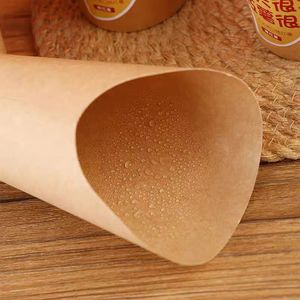 Contenedor de caja de aperitivos de vaso de papel Kraft PLA desechable personalizado tamaño único 3oz para patatas fritas para llevar alimentos/Embalaje de azúcar PE - Product Image 5