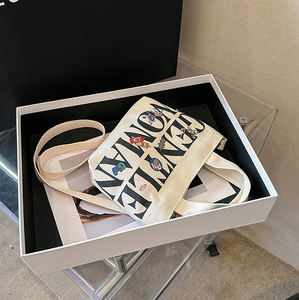 Nouveau sac en toile <span class=keywords><strong>imprimable</strong></span> tendance et mignon pour femmes, avec lettrage coloré, sac à bandoulière pour l'école - Product Image 6