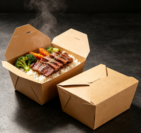Boîte alimentaire pliable carrée en papier kraft pour restaurant avec fermoir – Contenant en papier – Commande en gros disponible