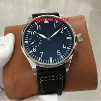 Montre de luxe personnalisable 44mm 24mm à remontage manuel lumineuse analogique mécanique montre pour homme bracelet en cuir GR0831-25 en verre