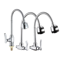 Usine directement économie d'eau robinet de cuisine en laiton chromé eau froide robinet de cuisine mural avec bec flexible