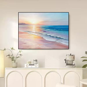 Peinture sur <span class=keywords><strong>toile</strong></span> abstraite moderne coucher de soleil sur l'océan, style neutre pour salon, chambre à coucher, décoration intérieure, tableau apaisant - Product Image 3