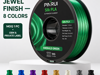 Filament d'imprimante 3D PINRUI Silk PLA 1,75 mm 1 kg, 8 couleurs soyeuses aux tons de bijoux pour vases, art, Bambu Lab, Creality