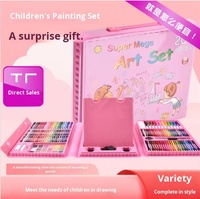 Ensemble de papeterie de petite taille de 208 pièces pour enfants, pinceaux, crayons de couleur, stylos aquarelle pour la peinture, ensemble d'art, cadeau pour enfants