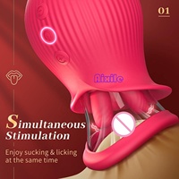 3-in-1 Rosen-Vibrator für Erwachsene mit 10 Funktionen zum Lecken, Saugen und Vibrieren für Frauen