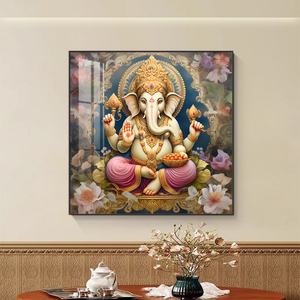 Decoración del Hogar Personalizada al por Mayor con Impresión de Alta Definición, Cuadro de Porcelana de Cristal Cuadrado con Elefante Abstracto, Marco LED - Product Image 4