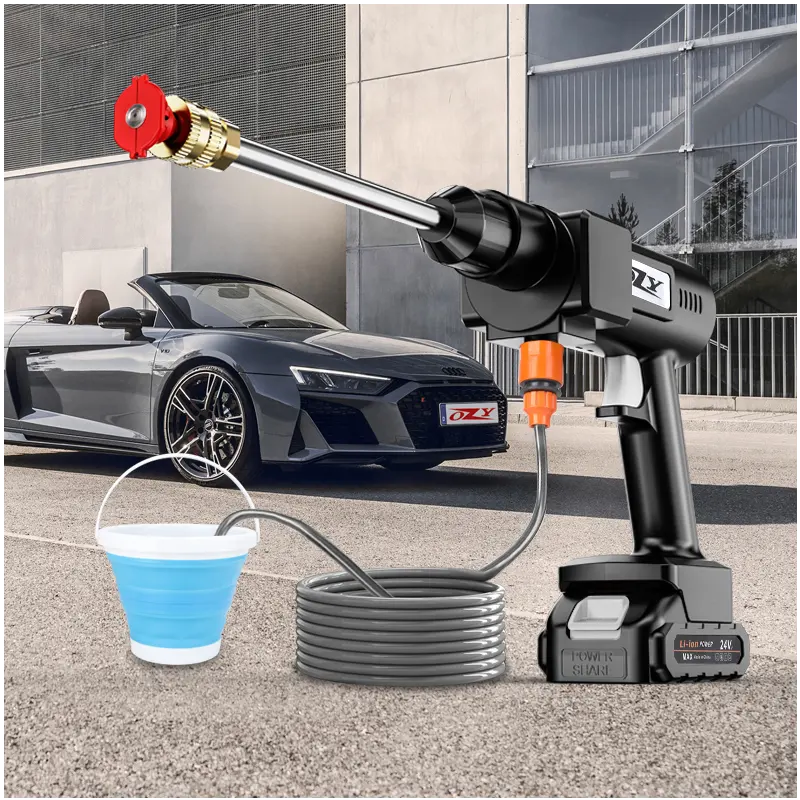 Kablosuz taşınabilir yüksek basınçlı araba yıkama akülü su araba yıkama tabancası araba yıkama için 24V 48V makinesi püskürtme tabancası